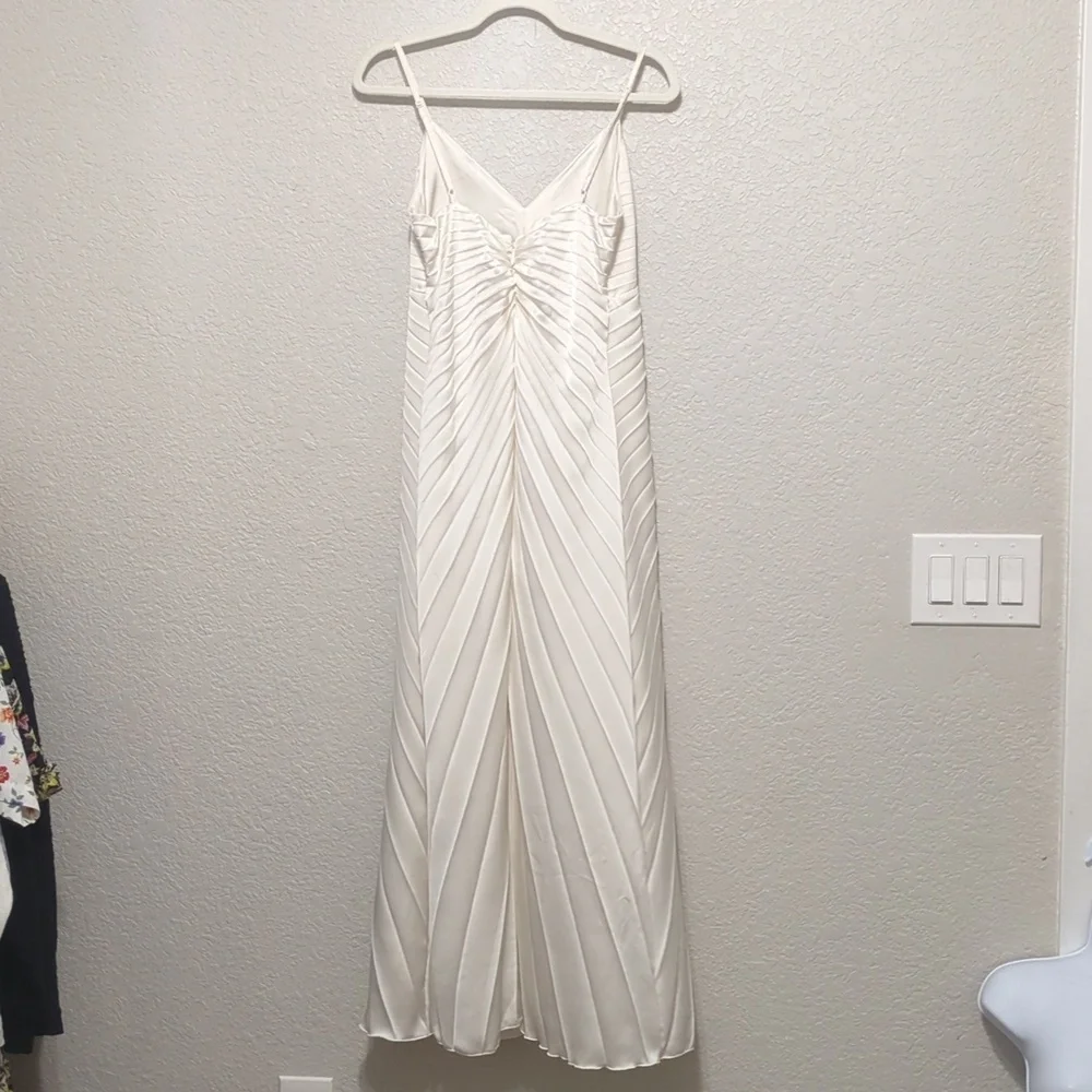 Abercrombie & Fitch Ivory Pleated Slip Maxi Dress